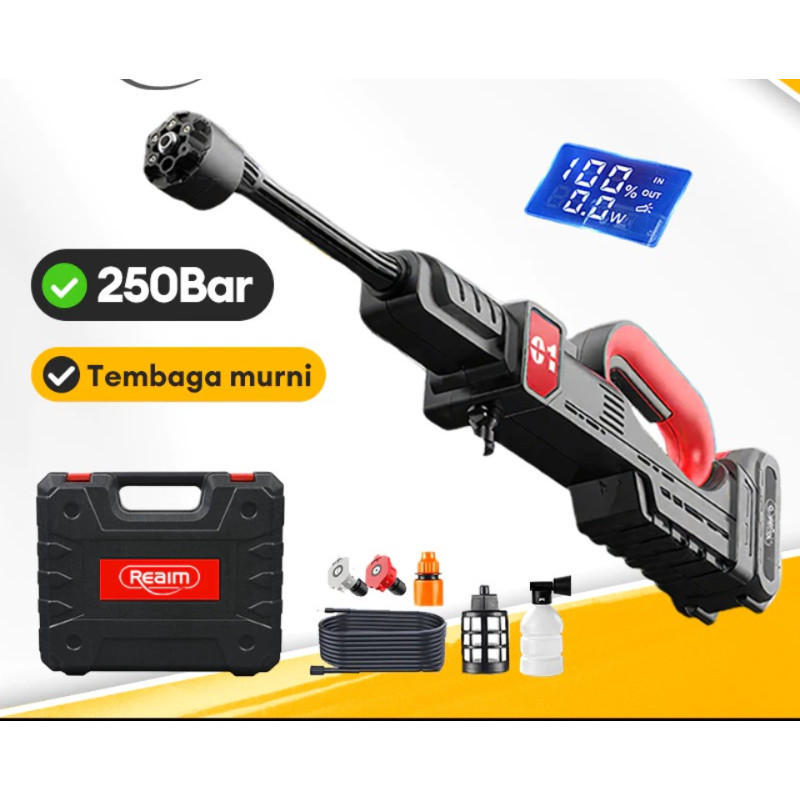 Reaim Jet Steam Cordles Reaim mesin cuci mobil cordless 450W 250Bar alat cuci mobil jet cleaner stea