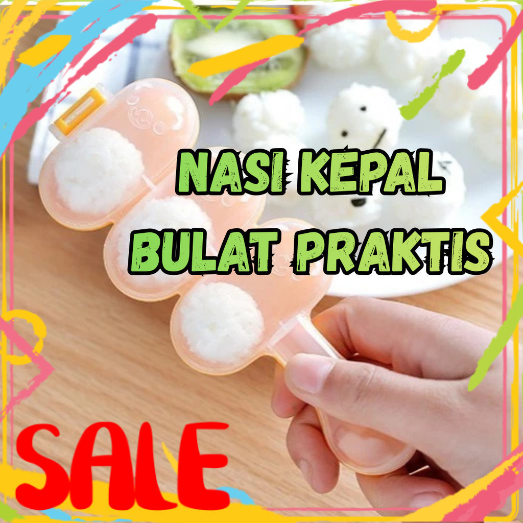 Cetakan Nasi Kepal Bulat Cetakan Nasi Bento Bulat 3 Sekat Cetakan Nasi Bulat Anti Lengket