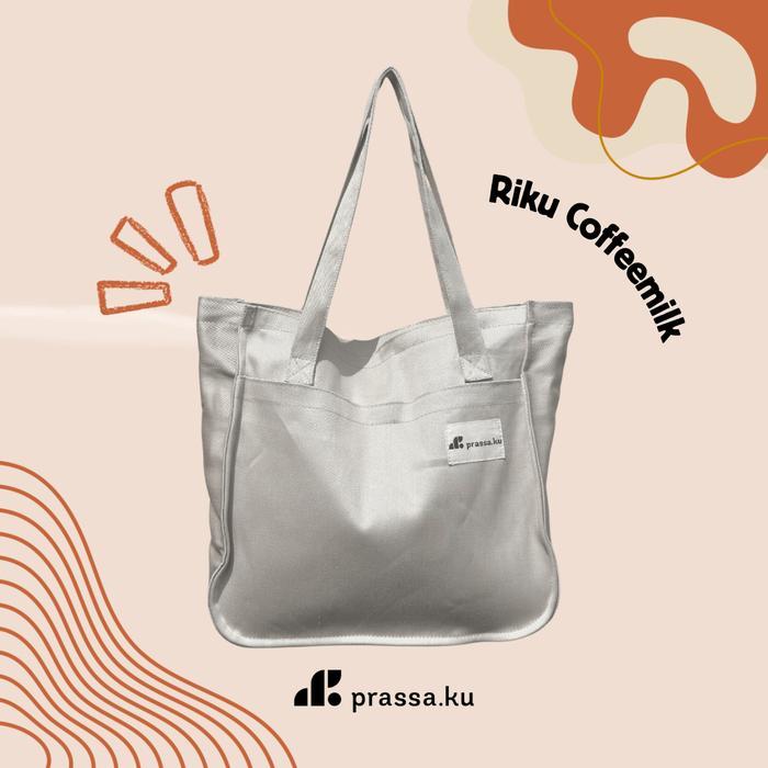 Prassa.ku | Riku Bag Zipper | Oversized Totebag Pria Wanita Aesthetic - Riku Coffeemilk