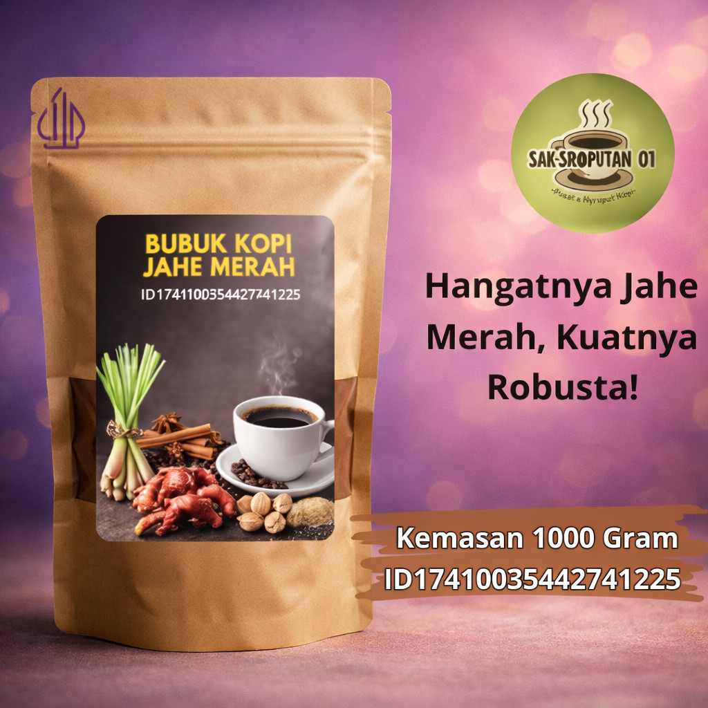 (ss01) Bubuk kopi Jahe merah nikmat hangat dan lezat Kemasan 1 Kg Kopi bubuk jahe merah murah bubuk 