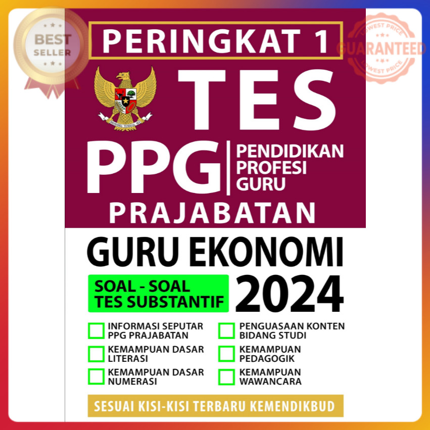 BUKU PERINGKAT 1 TES PPG PRAJABATAN GURU EKONOMI 2024 IDO207 BukuAsn.id