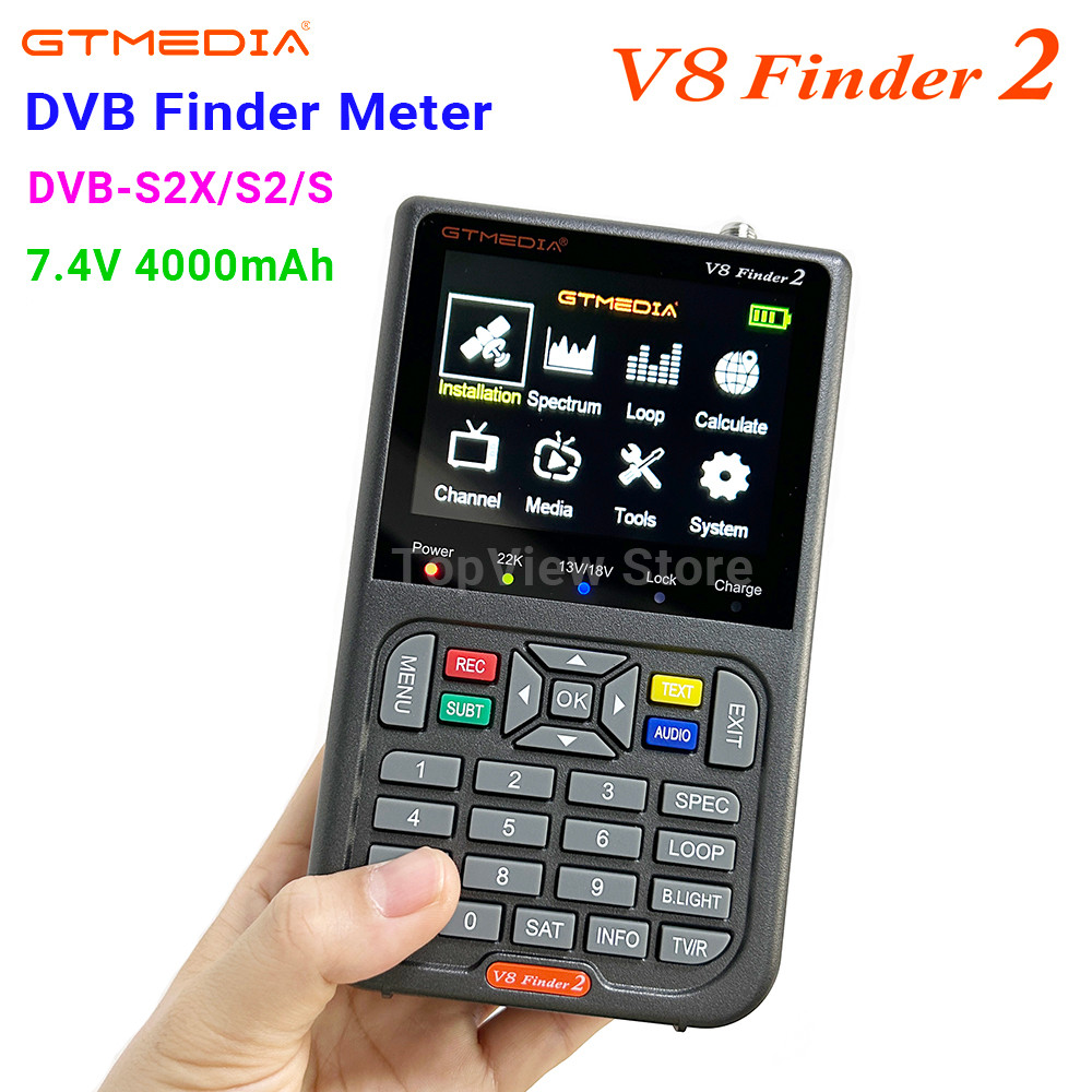 GTMEA V8 Finder 2 Satellite Meter DVB-S/S2/S2X Support H.264 7.4V/4000mAh Li-ion Battery 3.5 In LCD 