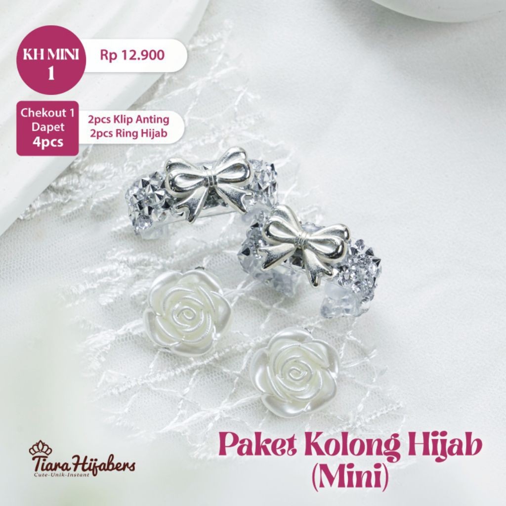 ArryayaHope - Aksesoris Ring Hijab Lentur Anting Jepit 4 pcs Aksesoris Kerudung Kolong Hijab