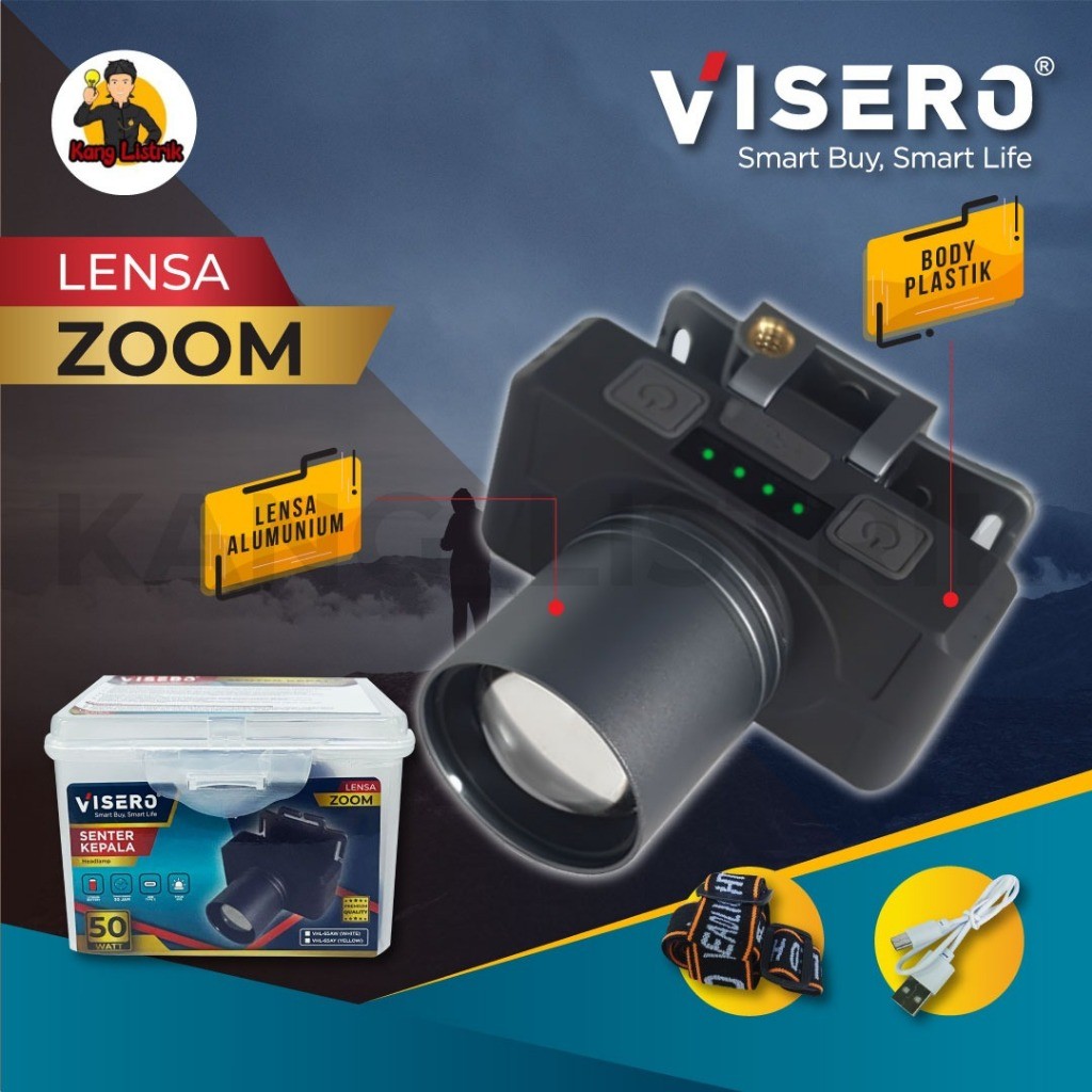 Senter Kepala Visero 50W Zoom VHL-65AW/AY Senter Kepala Zoom 50Watt Visero VHL65AW/AY