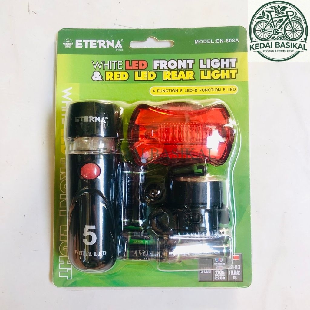 [KEDAI BASIKAL] Lampu Senter Depan / Belakang Sepeda Eterna EN-RH162 / EN-808A Waterproof USB Rechar