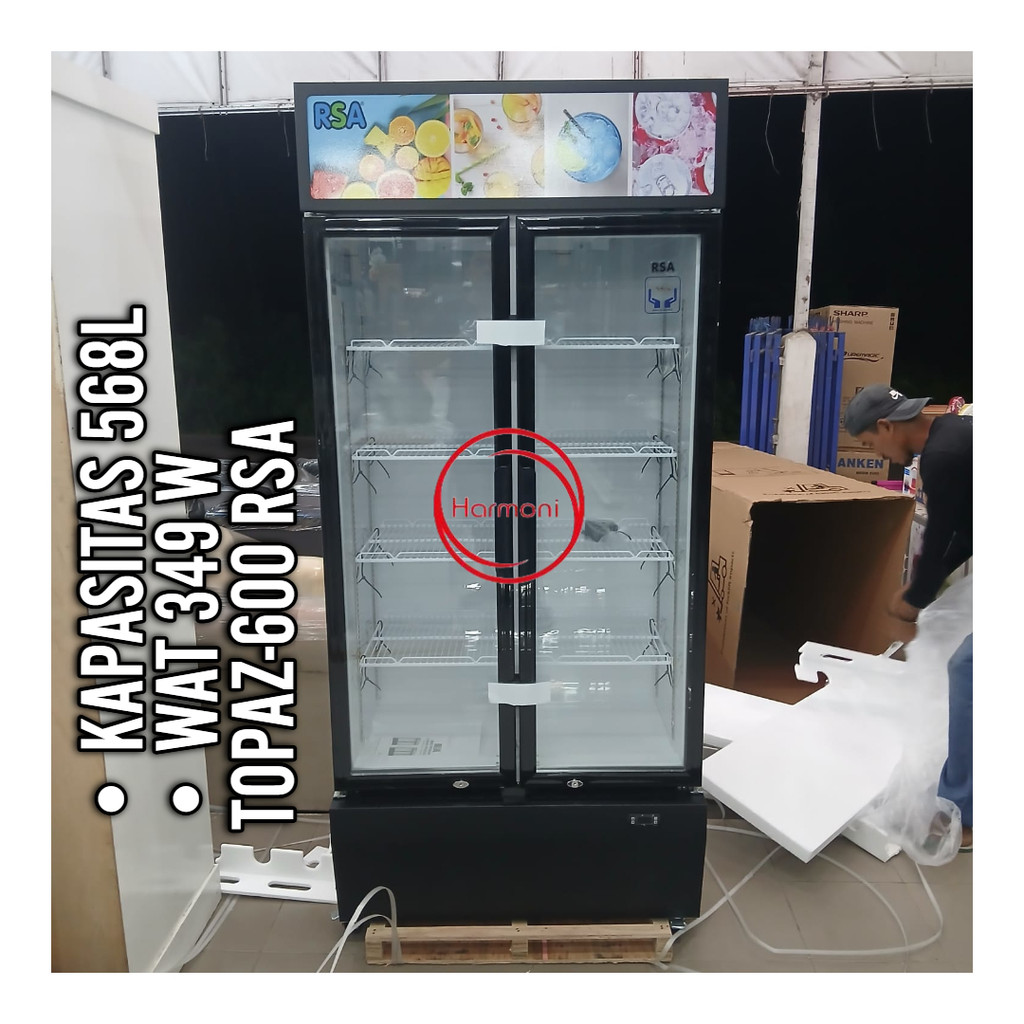 SHOWCASE RSA 2 PINTU TOPAS KULKAS PENDINGIN MINUMAN 2 PINTU FREE ONGKIR SERANG KOTA