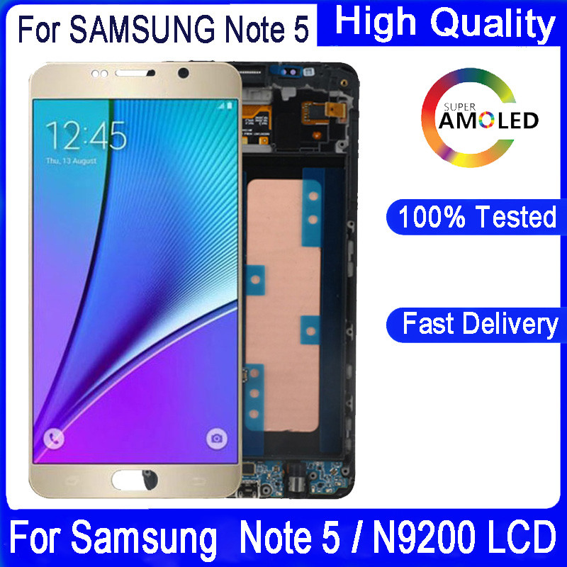 SUPER AMOLED 5.7" LCD Display With Frame for SAMSUNG Note 5 N9200 SM-N920 N920C N920A N920F LCD Tou 