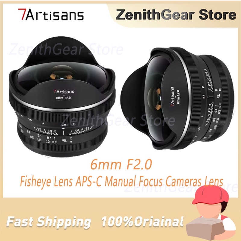 7artisans 6mm F2.0 APS-C 220° Lensa Prime Fisheye Ultra Wide Fokus Manual untuk Fotografi Sony E Nik
