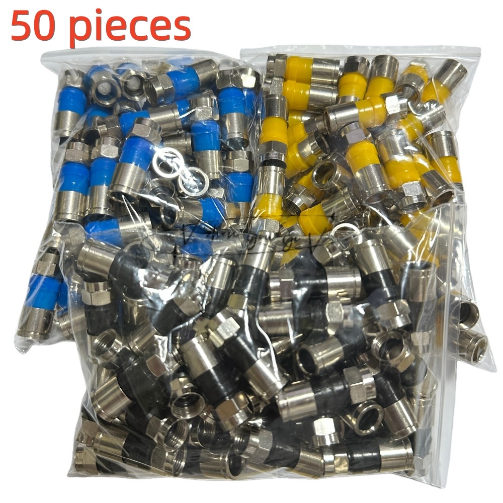 50PCS/bag Konektor Kompresi Tipe 75-5 F Untuk Penguat Sinyal CATV RG6 RG59 Kabel Koaksial Konektor T