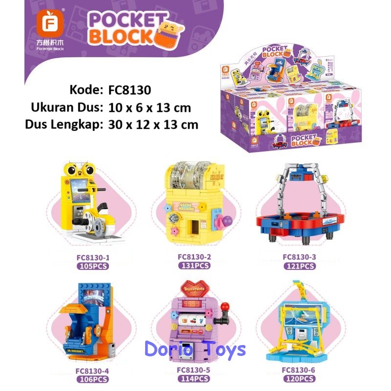 Pocket Block: Rakit Arena Dingdong Mini – Mainan Balok Edukasi Koleksi Mesin Game Arcade (FC8130)