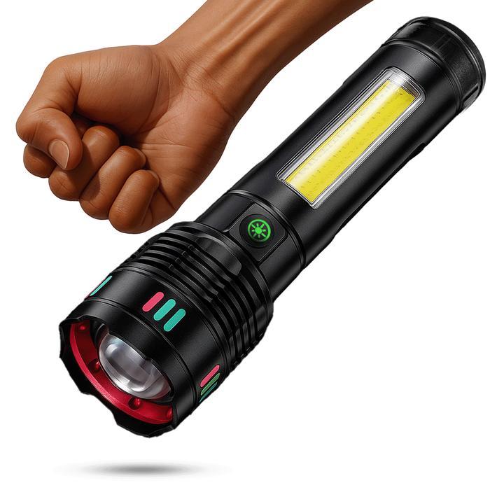 Suksestech Senter Terang Elegan Zoom In Out 5 Mode Cahaya Led Cob Multifungsi Aluminium 707 - Senter