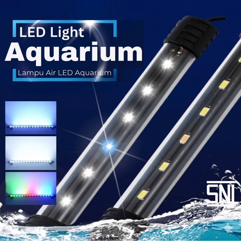 (COD) Lampu Aquarium Akuarium LED Celup 20cm 30cm 40cm Warna Warni RGB