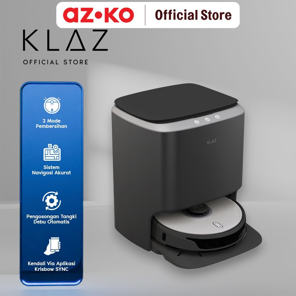 AZKO Klaz Vacuum Cleaner Robotik Auto Empty - Silver Alat Pembersih Vakum Nirkabel Cleaning Tool Mes