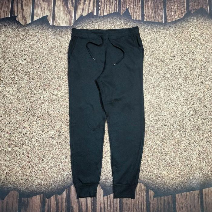 celana jogger pria UNIQLO hitam polos sweatpants celana training casual murah bagus size 30-35