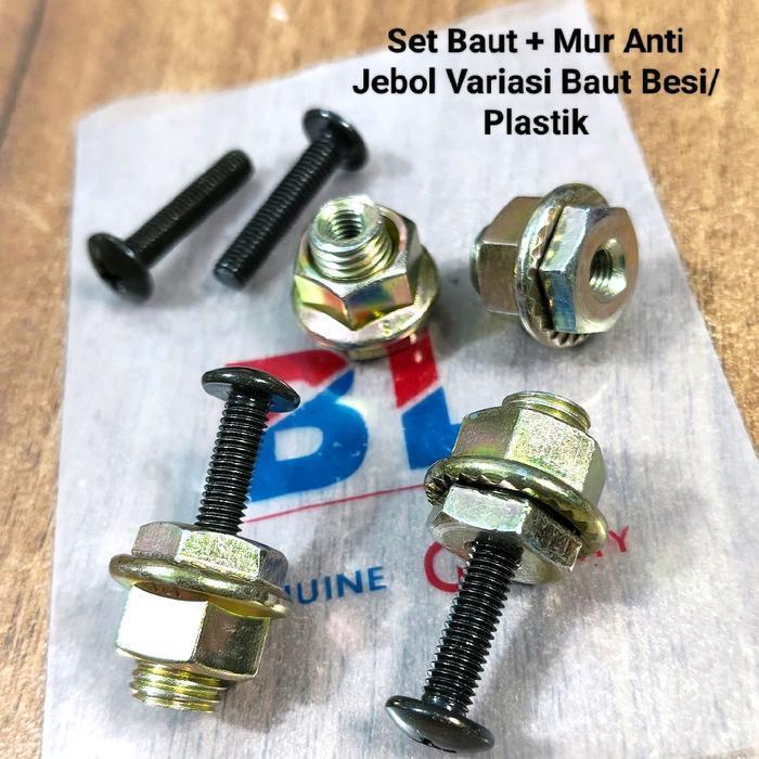 TB COD (1Set 4baut+4mur) Baut + Mur Anti Jebol Variasi Baut Besi/Plastik - 4mur + 4baut plastik - 4m