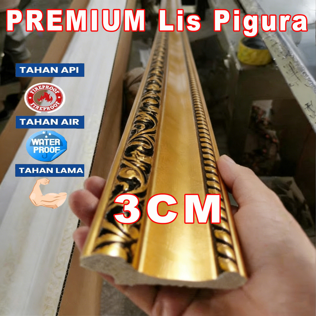 Lis Pigura List Figura Premium Dinding Dekorasi PVC Plafon 3CM Series 2Meter Anti Air Anti Rayap