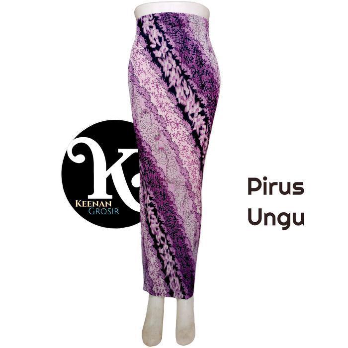 Aest Outfit rok plisket batik panjang bawahan kebaya modern motif pirus - PIRUS UNGU