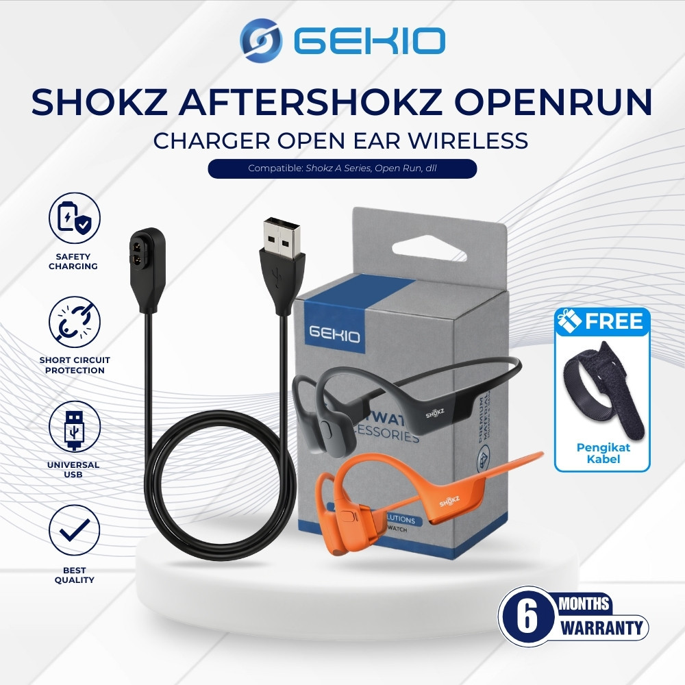 GEKIO Kabel Charger for Shokz USB Tipe A Cable Charging Aftershokz Openrun Pro Mini Aeropex Opencomm