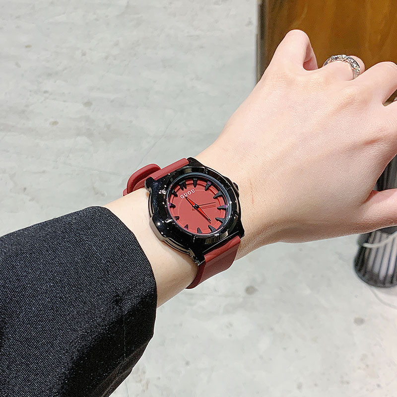 GUOU New Style Personality Trendy Women's Watch Elegant Light Luxury Large Dial Fashion Silicone Wat