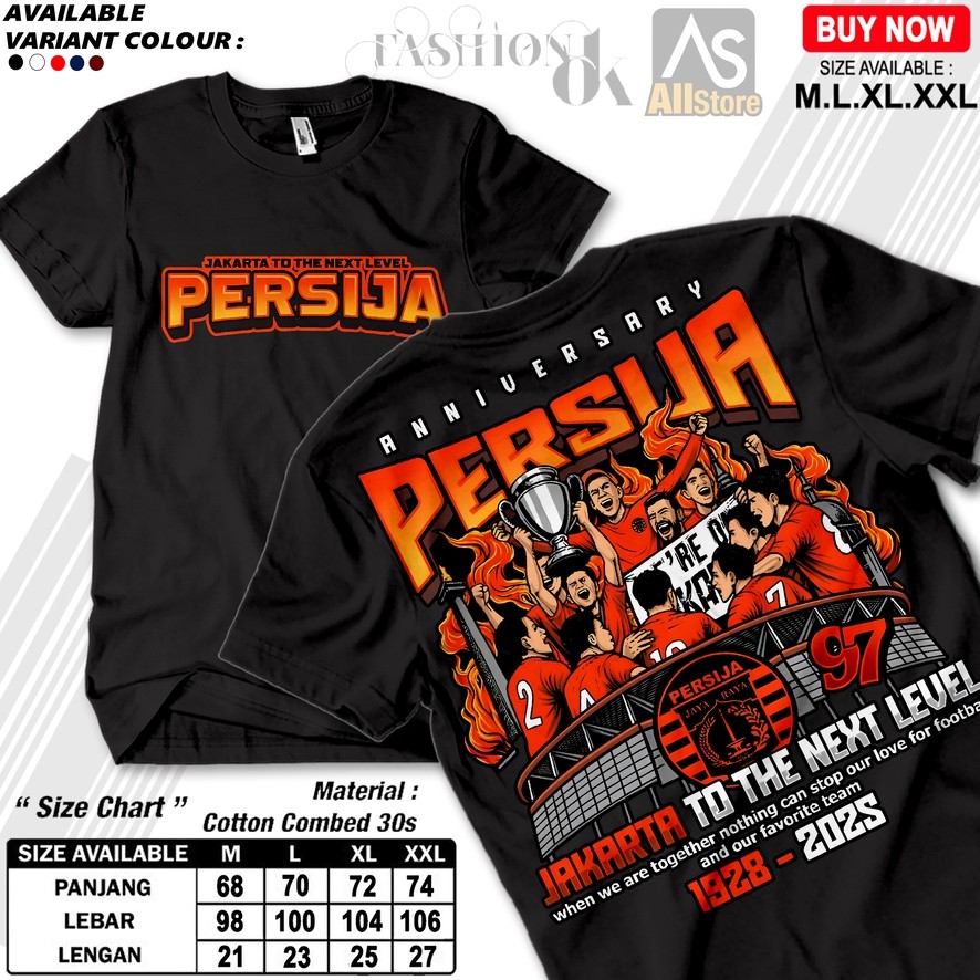 V6 Kaos Anniversary Persija Jakarta Ke 97 Tahun Terbaru Cotton Combed 30s Kaos Casual Football Pria 
