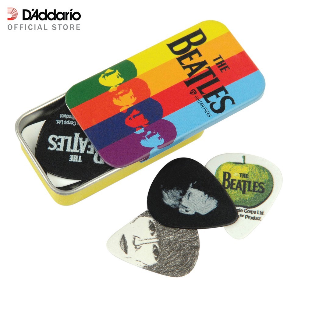 (Macicay) D'Addario 1CAB4-15BT2 The Beatles Signature Guitar Pick Tins, Stripes, 15 picks