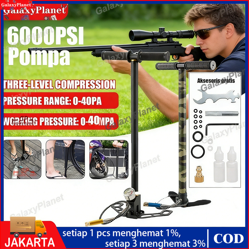 COD pompa pcp gx 4 Stage 6000psi sniper kaki lipat kupu kupu Gauge POMPA PCP 4 Stage