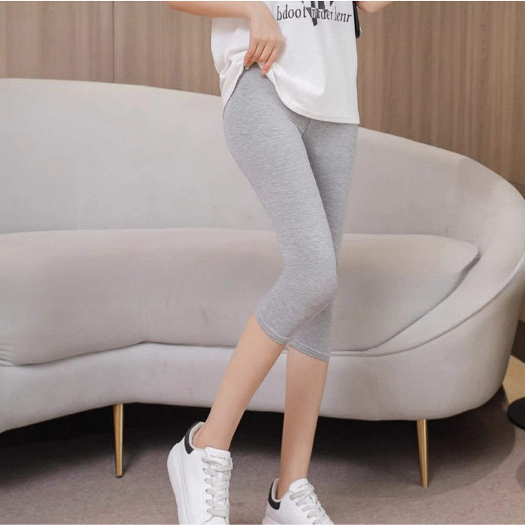 Leging Pendek 3/4 Wanita Dewasa Bahan Kaos - Legging Pendek Wanita - Celana Legging Pendek Dewasa
