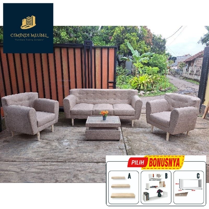PROMO Sofa Retro Minimalis Set / Sifa Retro 3 Seater / Sofa Retro Ruang Tamu CM 2 CM 2
