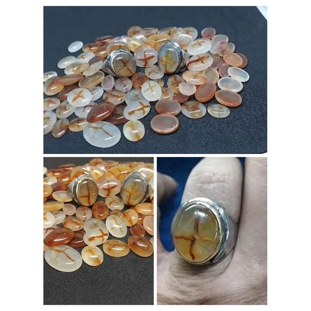 CINCIN BATU TAPAK JALAK CRYSTAL NATURAL ALAM D 18