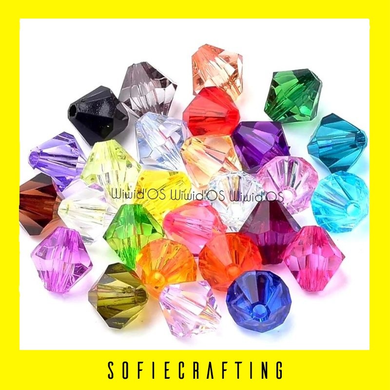 SOFIECRAFTING ( 1 biji ) KRISTAL SWAROVSKI BICONE 6 mm BEADWORKS BAHAN CRAFT