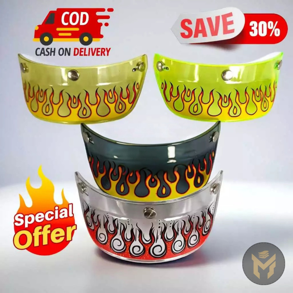 Pet Helm Bogo Motif Api | Pet helm Slimhead Warna transparan, Pet Motif Api