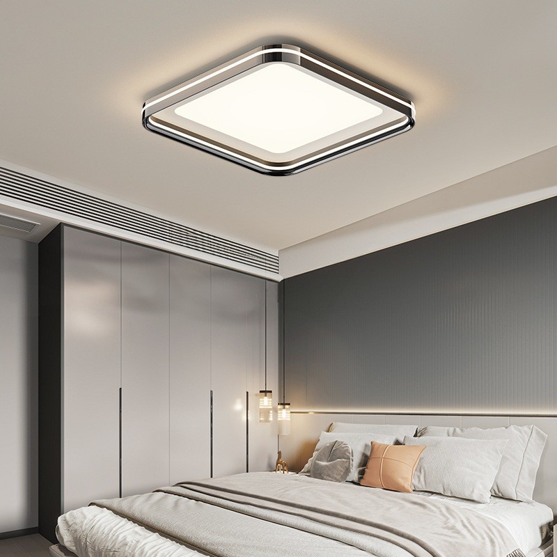 Lampu Gantung LED Kotak Modern Akrilik Aluminium Lampu Plafon LED Kamar Tidur Ruang Tamu Ruang Kerja