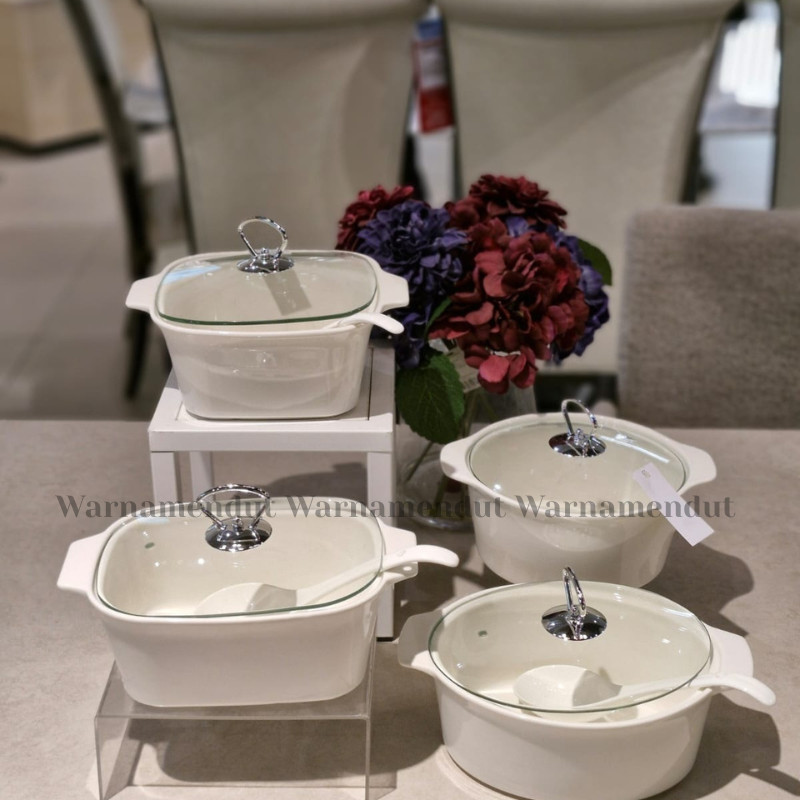 Wadah Saji Casserole Dg Tutup Dan Sendok Saji Porcelain WMO IF6193