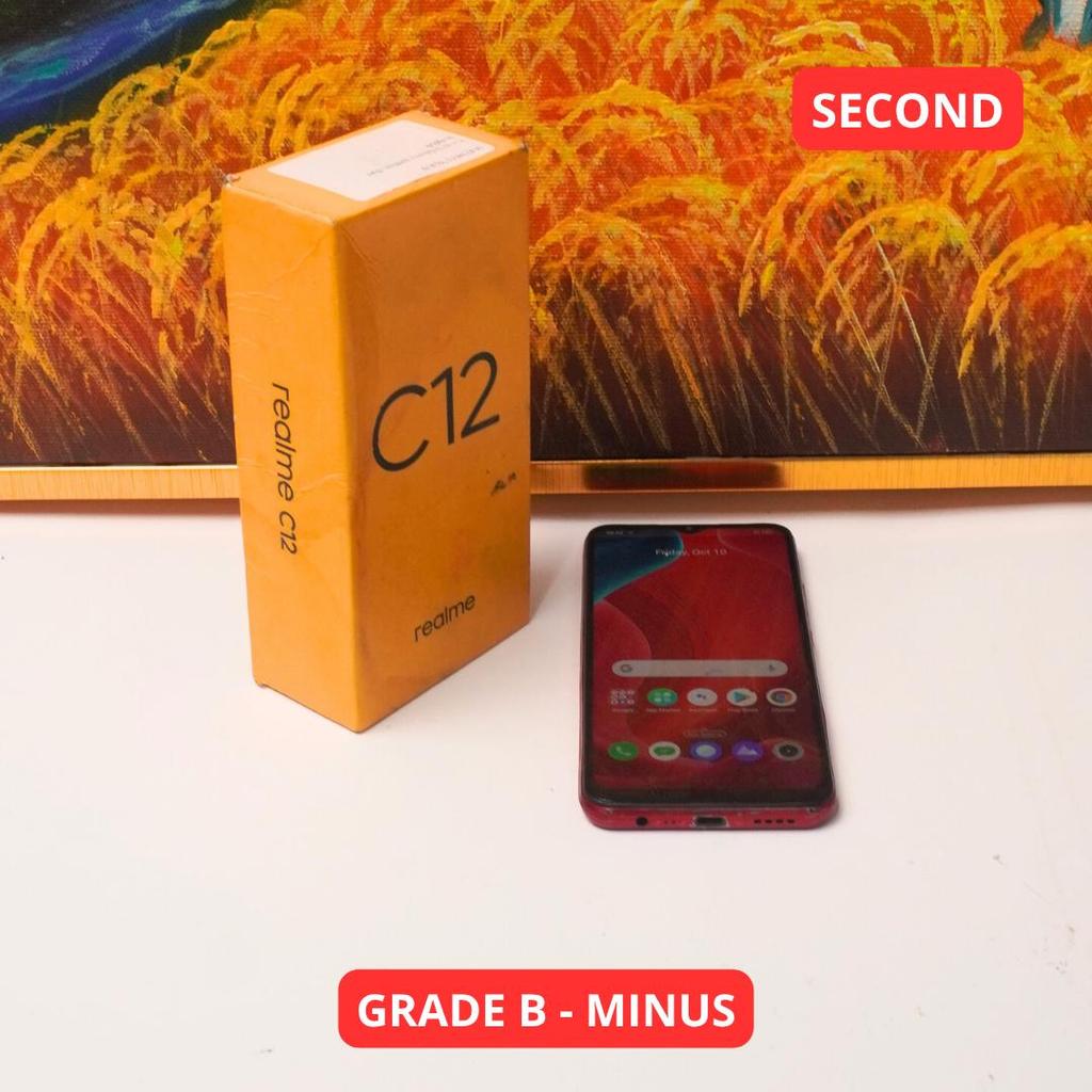 REALME C12 3/32 GB GRADE B - MINUS HP SECOND ORIGINAL SINAR MUTIARA CELL