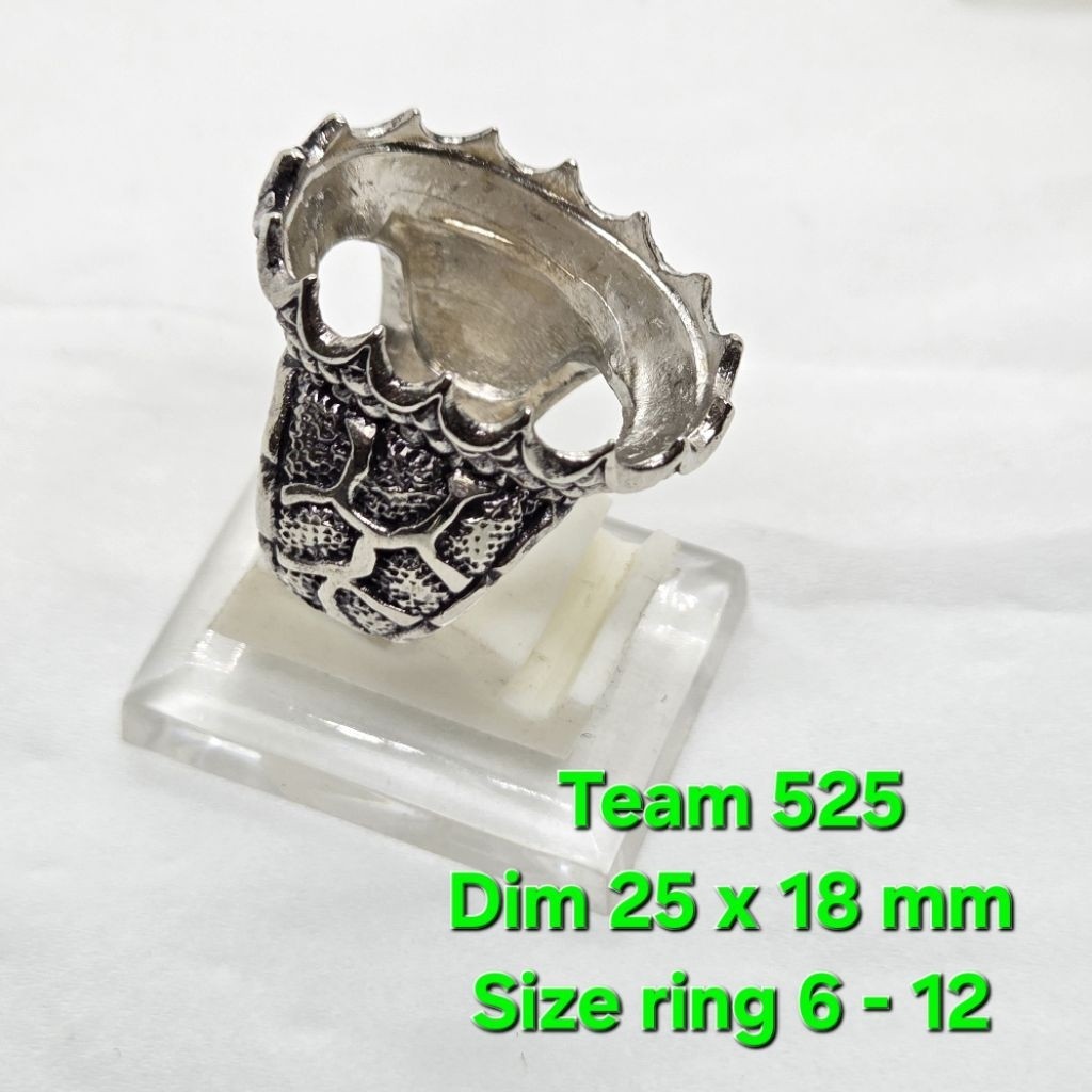 Ring emban alpaka super cakar dim 25x18 motif kwanjing cirebonan / pengikat ring cincin batu akik ec