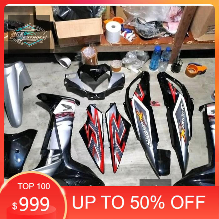 COVER BODY HALUS FULLSET HONDA SUPRA X 125 NEW BATMAN BODI SET SUPRA X 125 BATMAN WARNA HITAM SILVER