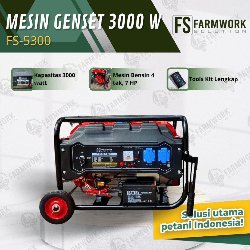 VS Mesin Genset Bensin FS5300 3000 WATT Farmwork Solution | Gasoline Power Generator 3000 W
