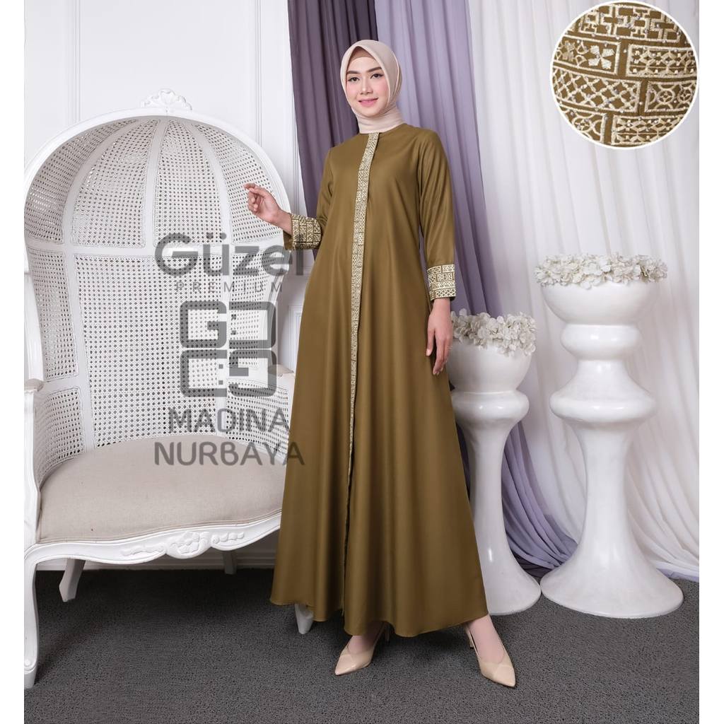 RP21 STORE Gamis Bordir Madina Nurbaya Katun Toyobo Fodu Dress Muslim Wanita Deawasa