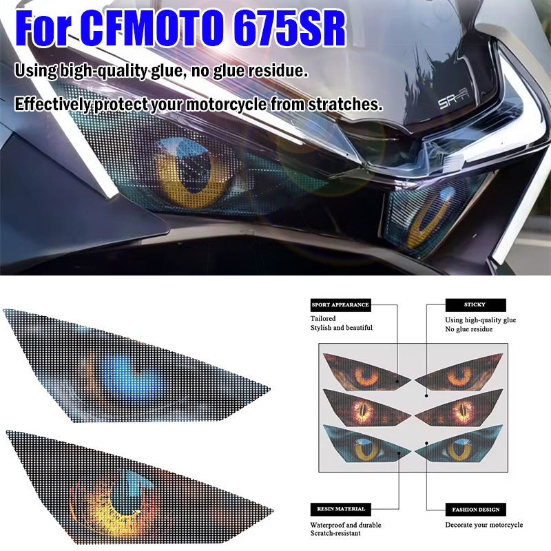 Waterproof Headlight Stickers Accessories For CFMOTO 675SR-R 2024 Motorcycle Head Light Decal Protec