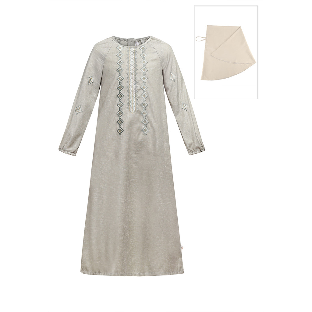 Pito Dito Girl Husamuddin Gamis Dress Anak Hijau Sage