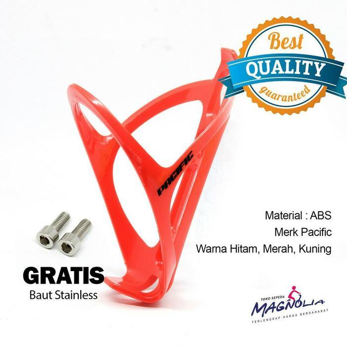 Tempat Botol Minum Sepeda Holder Botol Minum Sepeda Merk Pacific - Merah