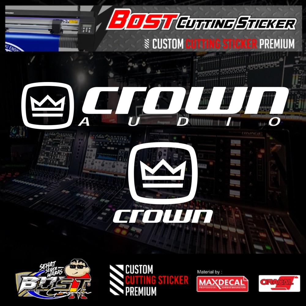Cutting Sticker Box Hardcase Sound System Crown.STIKER Logo Crown Audio