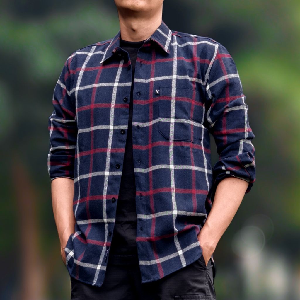 Kemeja Flanel Kotak Kotak Lengan Panjang Outdoor Vuxor TRV179