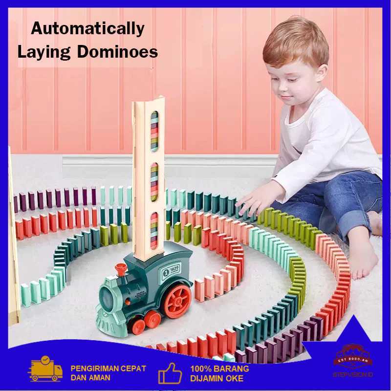 HISUFO Mainan Kereta Balok Domino Electric Domino Train - KT-342 Terbaru | Kualitas Premium | Bayar 