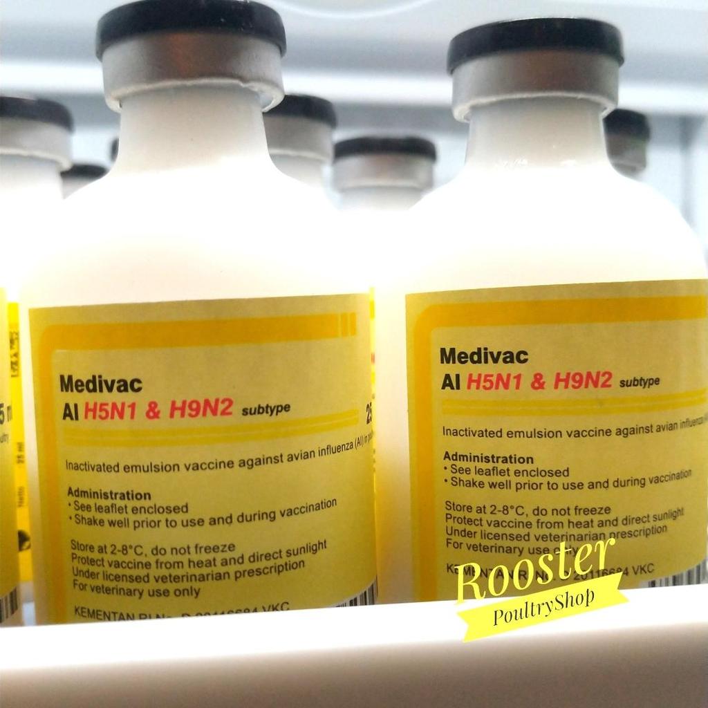 Medivac Vaksinasi Ayam Unggas H9N2 & AI H5N1 25 ML Subtype untuk Produktivitas Optimal