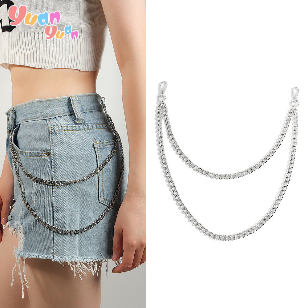 YuanYuan Chain Belt Gesper Rantai Celana Punk Style 2 Layer Jeans Chain Denim Waist Chain Dua Lapis 