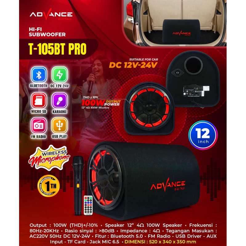 Speaker guling 12 inc advance T105BT bluetooth / Speaker advance T105BT PRO