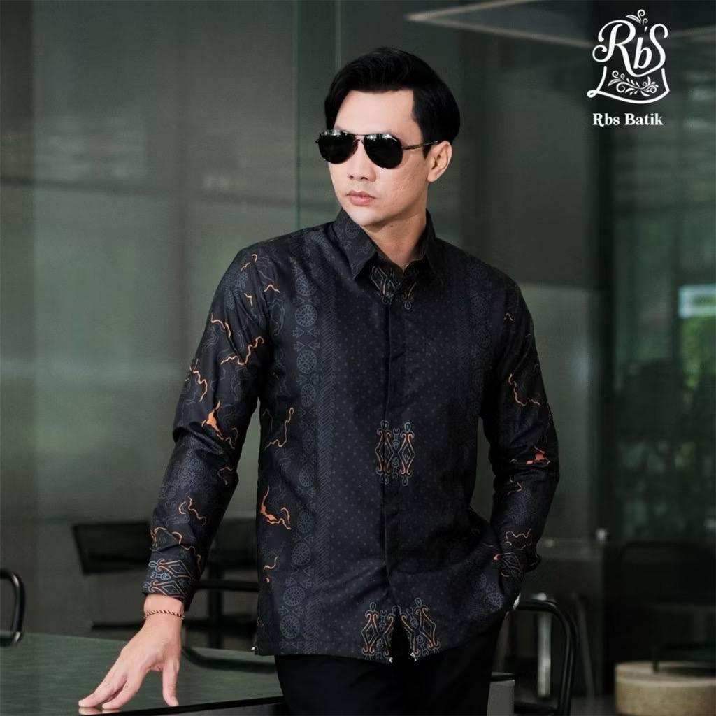 Kemeja Baju Batik Pria Lengan Panjang motif Etnic Batik Katun