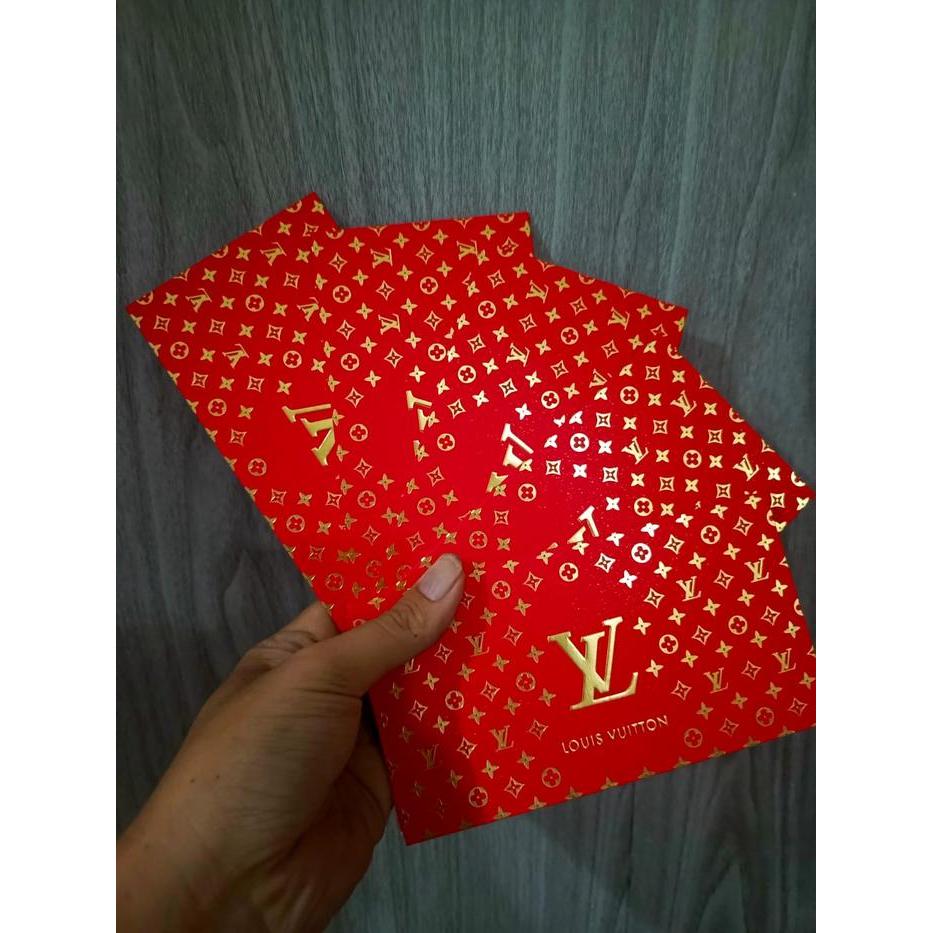 Amplop Angpao Merah Motif LV CHANEL Tahun Baru Imlek Natalan Lebaran - LV Merah, Paket 5 Pcs Terlari