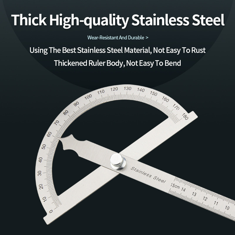 180 Degree Protractor Metal Ruler Angle Meter Stainless Steel Angle Ruler Angle Gauge Angle Finder G